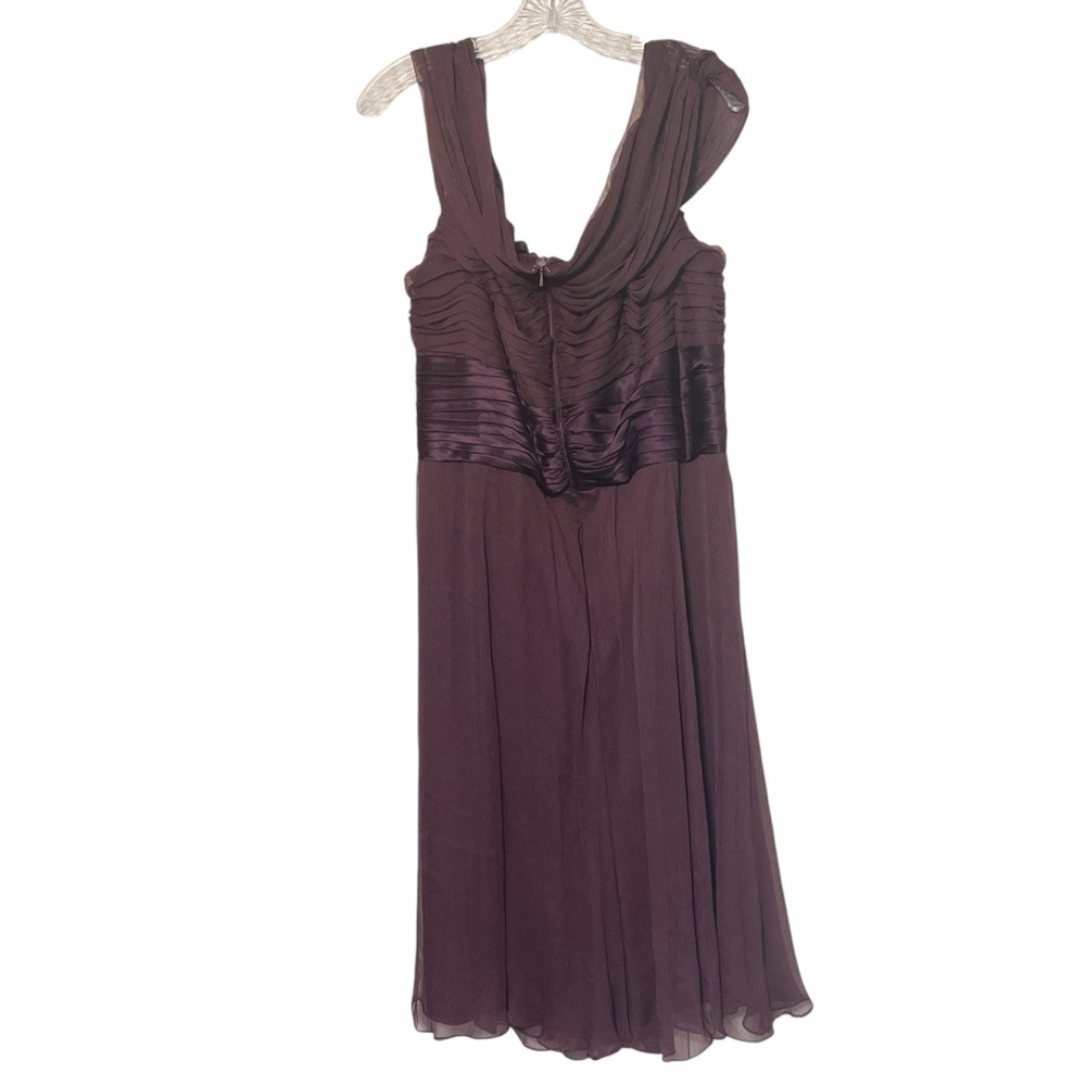 KM Collections by Milla Bell Silk Formal Midi Dress Sz 18W Raisin Weddin…
